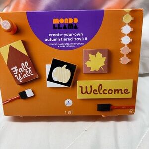 Mondo Llama Kids & Adults Create Your Own Autumn Tiered Tray Fall Craft Kit New!